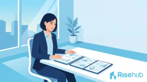 Ilustrasi pengusaha membandingkan dokumen PT dan CV saat memilih bentuk badan usaha